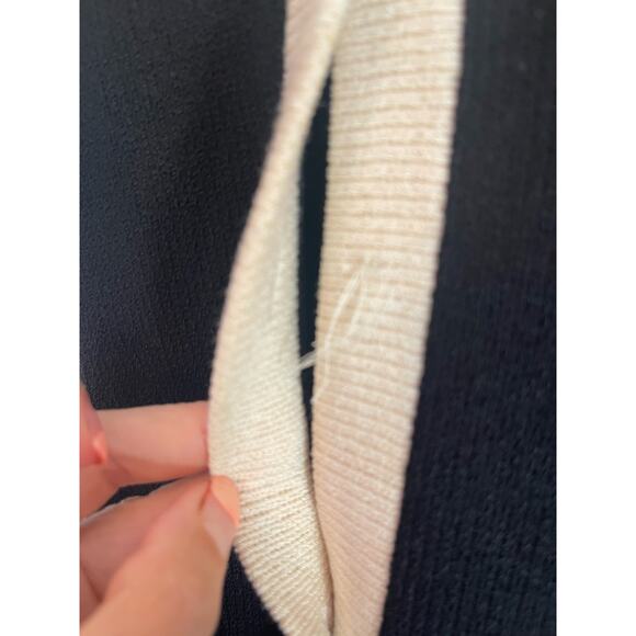 J.S.S knit wear jacket blazer small black cream wool blend button up classic - Picture 6 of 12